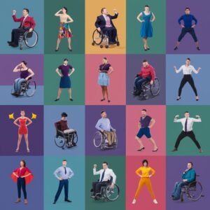 diverse people with disabilities in various poses