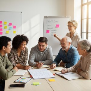 a diverse group of people implement high-impact wellbeing strategies
